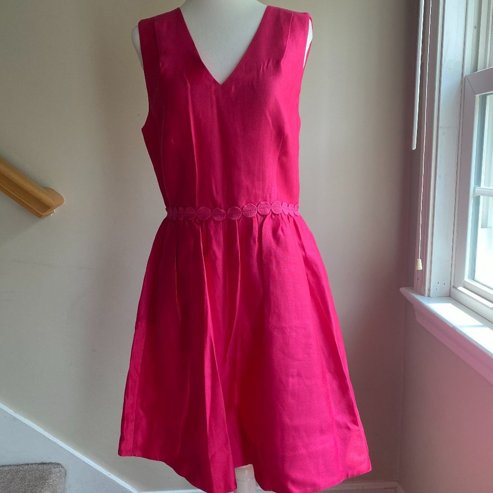 Hot pink sleeveless Draper James Gracie Dress with circle details at waist